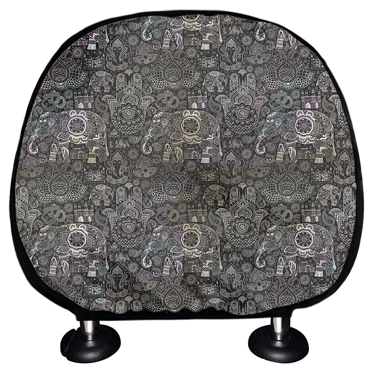 Indian Boho Elephant Pattern Print Car Headrest Covers
