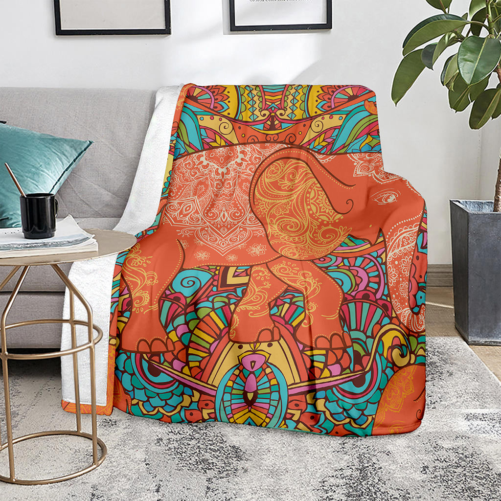 Indian Boho Hippie Elephant Print Blanket