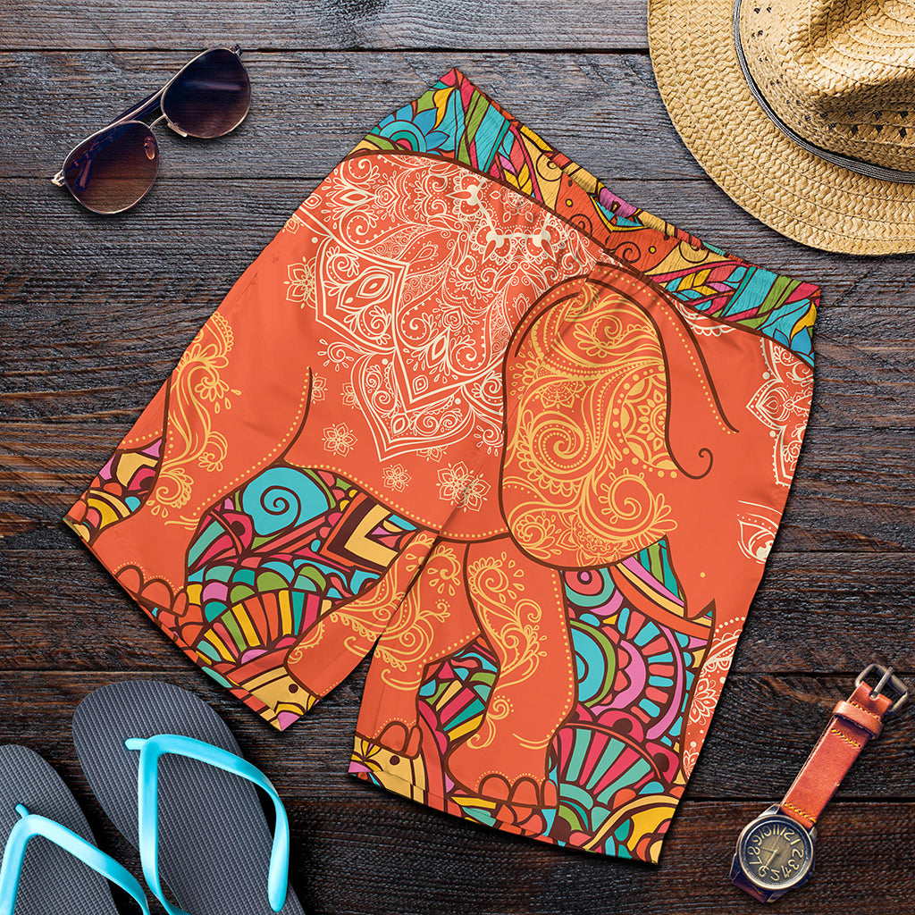 Indian Boho Hippie Elephant Print Men's Shorts
