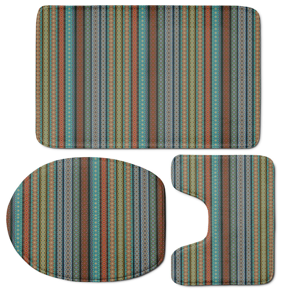 Indian Ethnic Pattern Print 3 Piece Bath Mat Set
