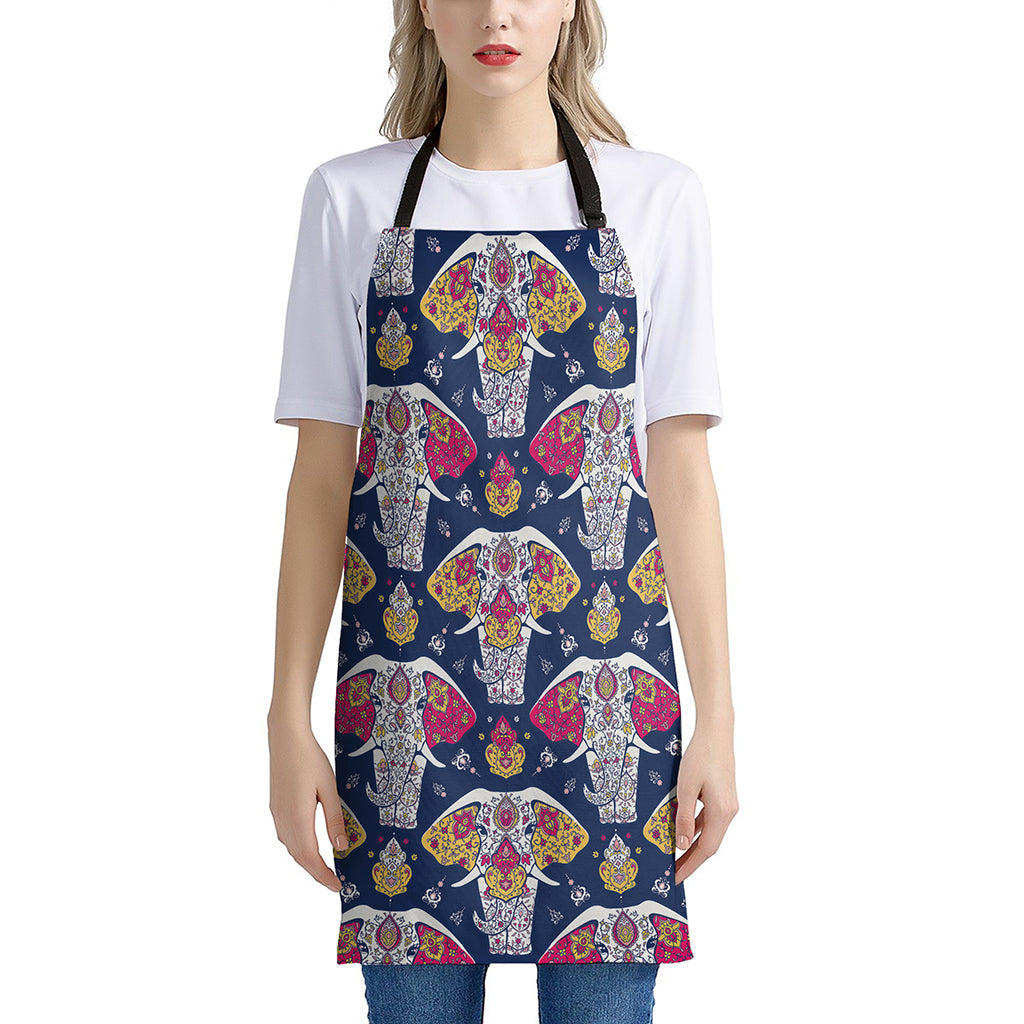 Indian Floral Elephant Pattern Print Apron