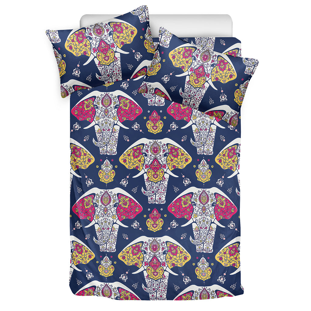 Indian Floral Elephant Pattern Print Duvet Cover Bedding Set