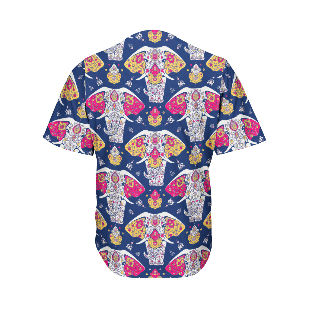 Indian Floral Elephant Pattern Print Men's Baseball Jersey