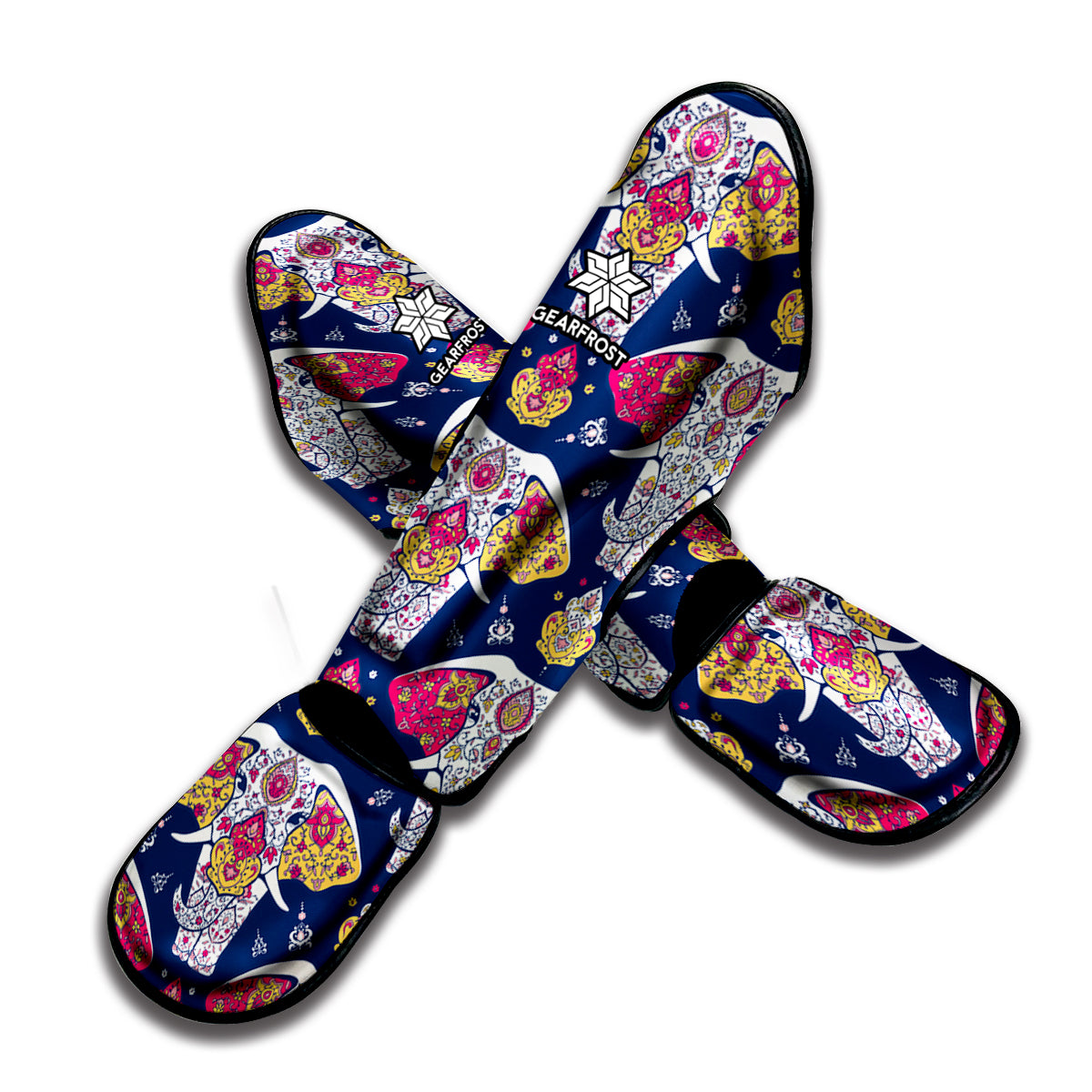 Indian Floral Elephant Pattern Print Muay Thai Shin Guard