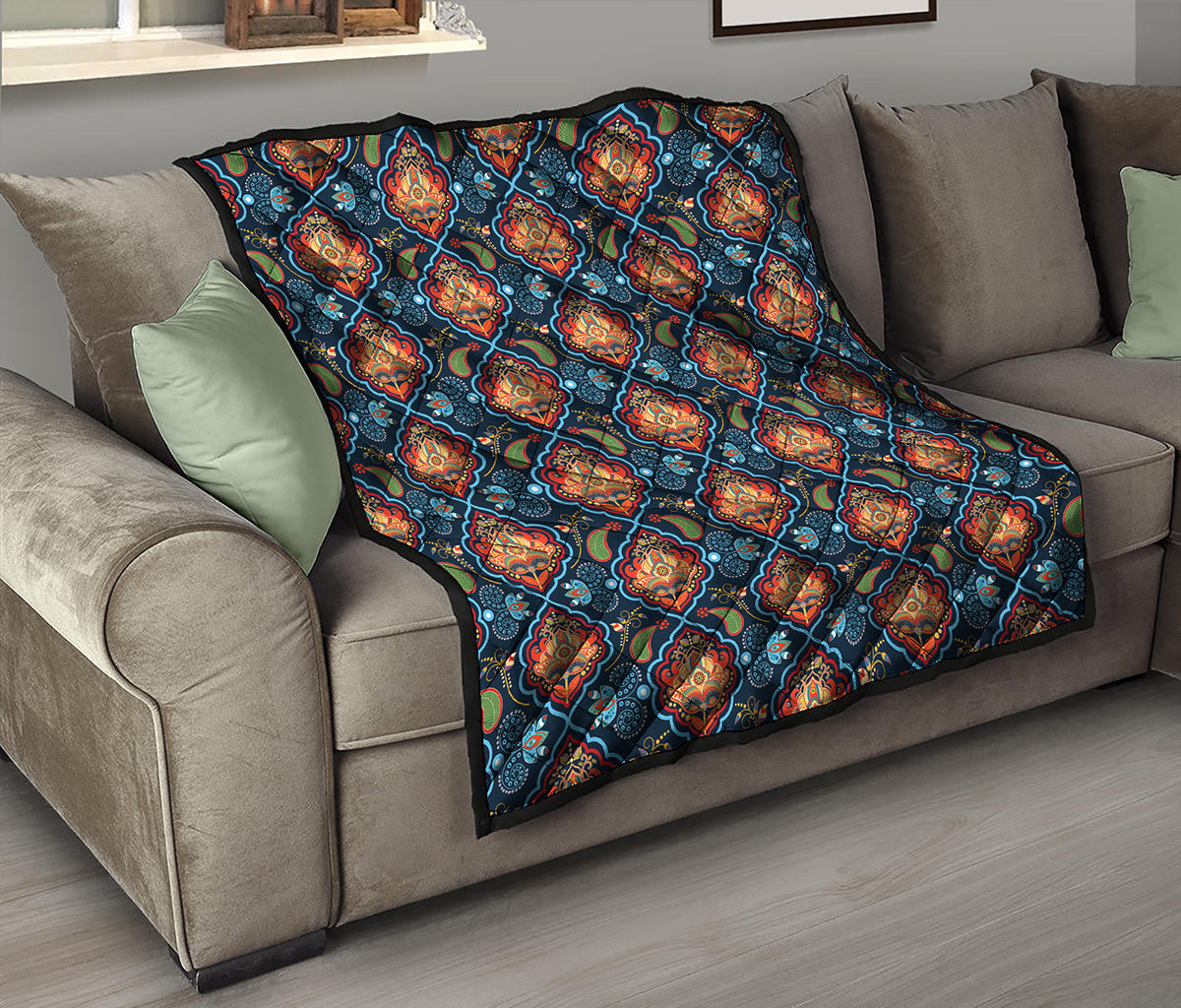Indian Floral Paisley Pattern Print Quilt
