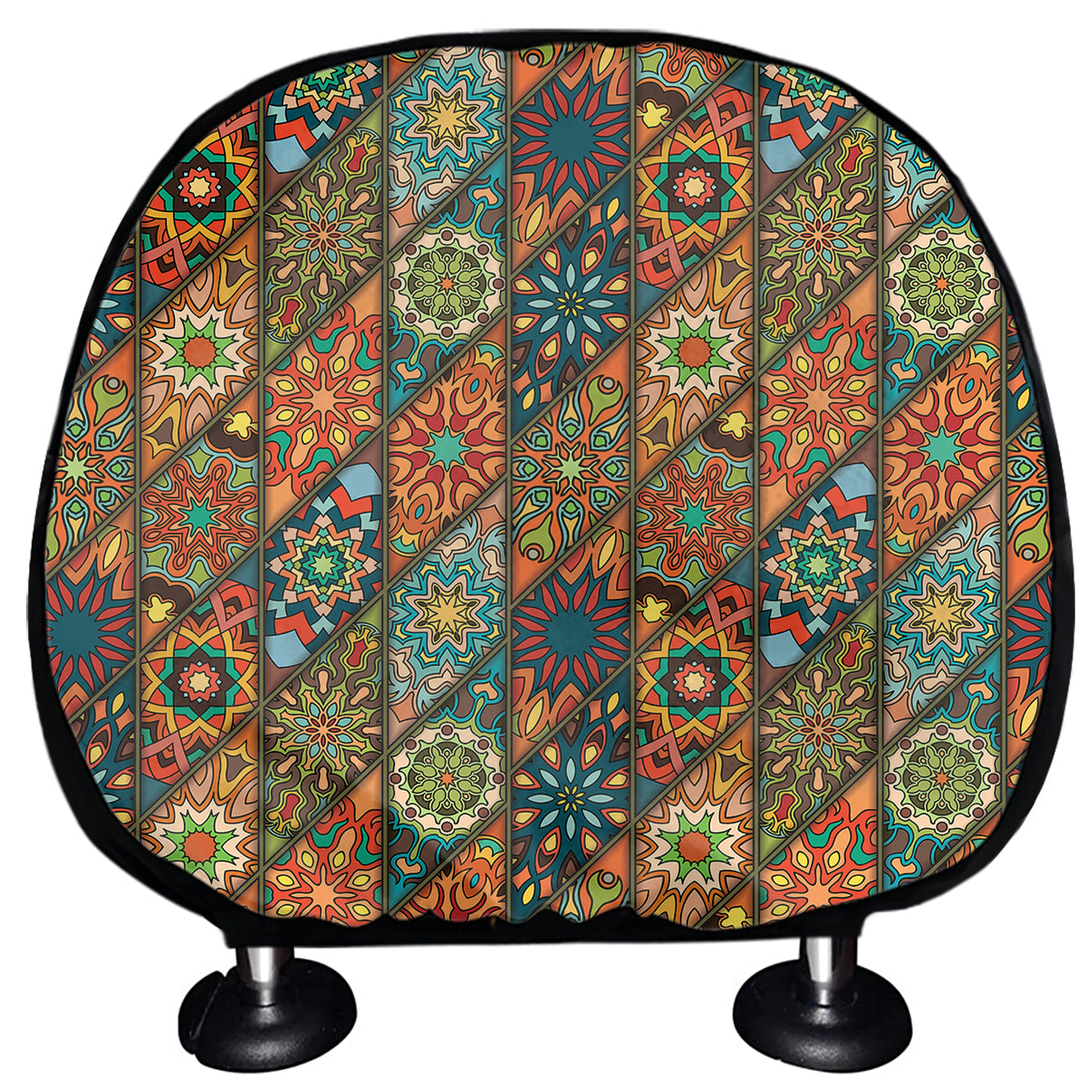 Indian Floral Patchwork Pattern Print Car Headrest Covers