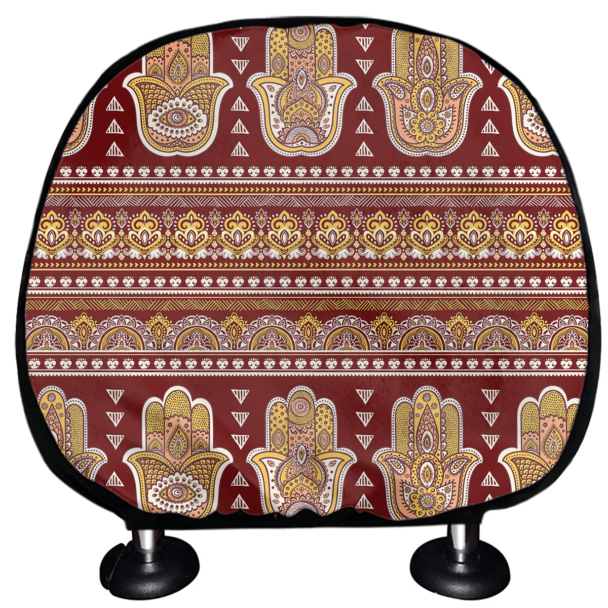 Indian Hamsa Hand Print Car Headrest Covers