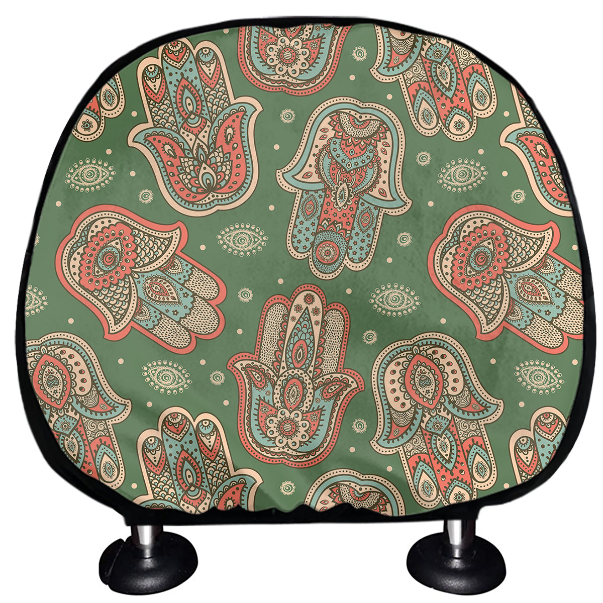 Indian Hamsa Pattern Print Car Headrest Covers