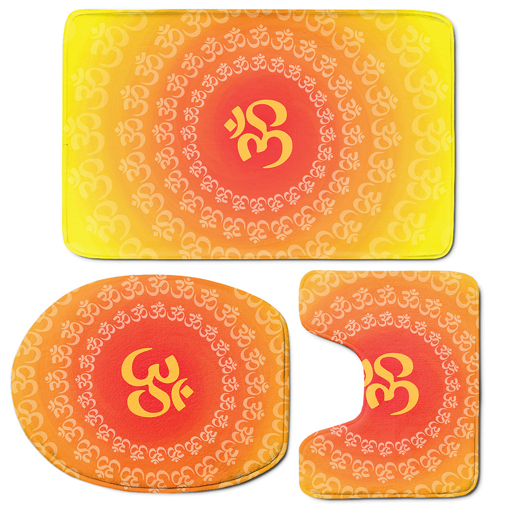 Indian Om Sign Print 3 Piece Bath Mat Set
