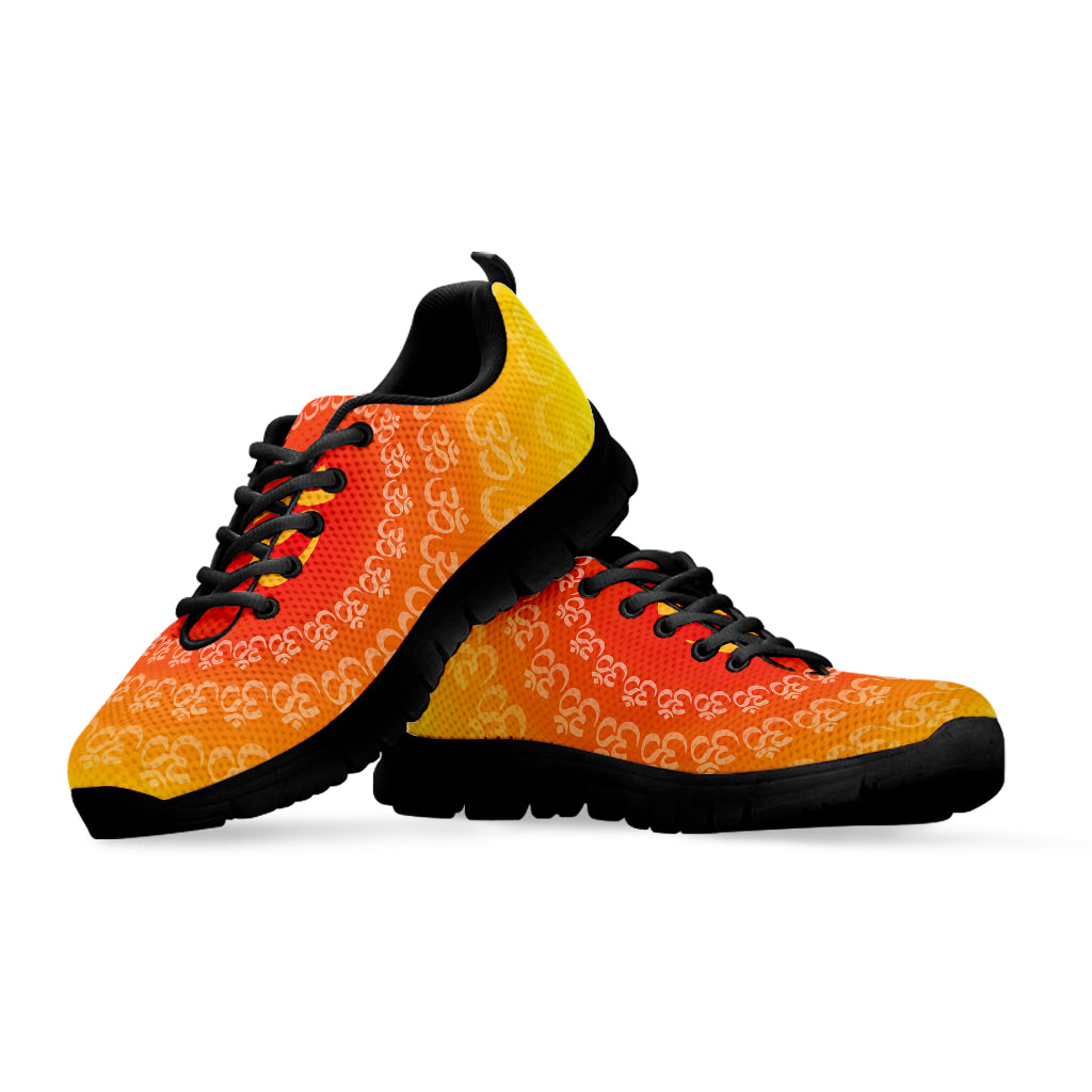 Indian Om Sign Print Black Sneakers