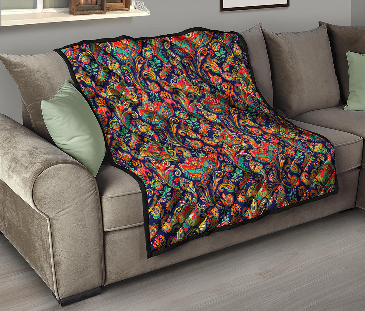 Indian Paisley Pattern Print Quilt