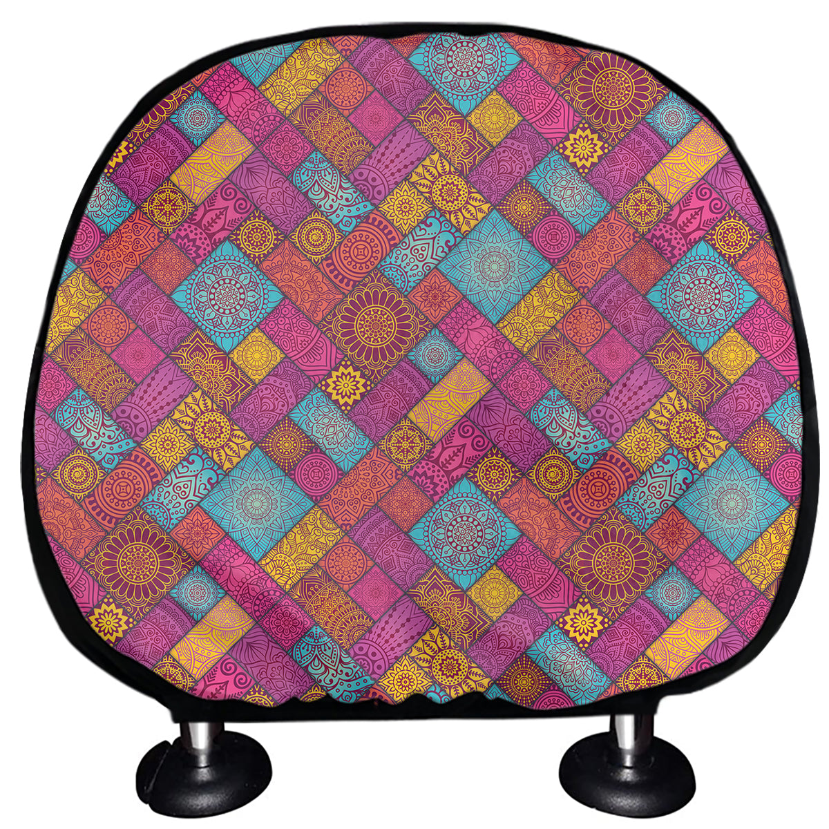 Indian Patchwork Pattern Print Car Headrest Covers