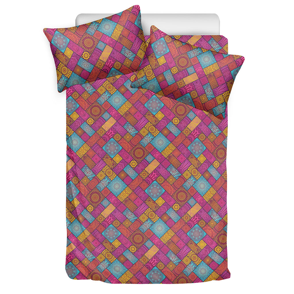 Indian Patchwork Pattern Print Duvet Cover Bedding Set