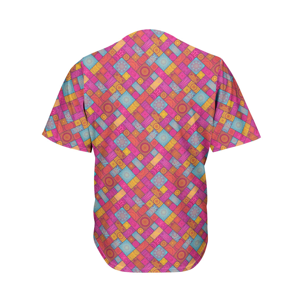 Indian Patchwork Pattern Print Men's Baseball Jersey