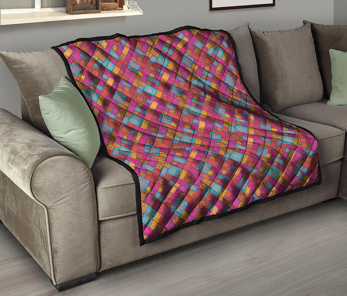 Indian Patchwork Pattern Print Quilt