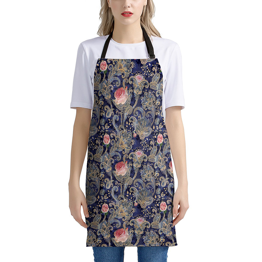 Indian Rose Paisley Pattern Print Apron