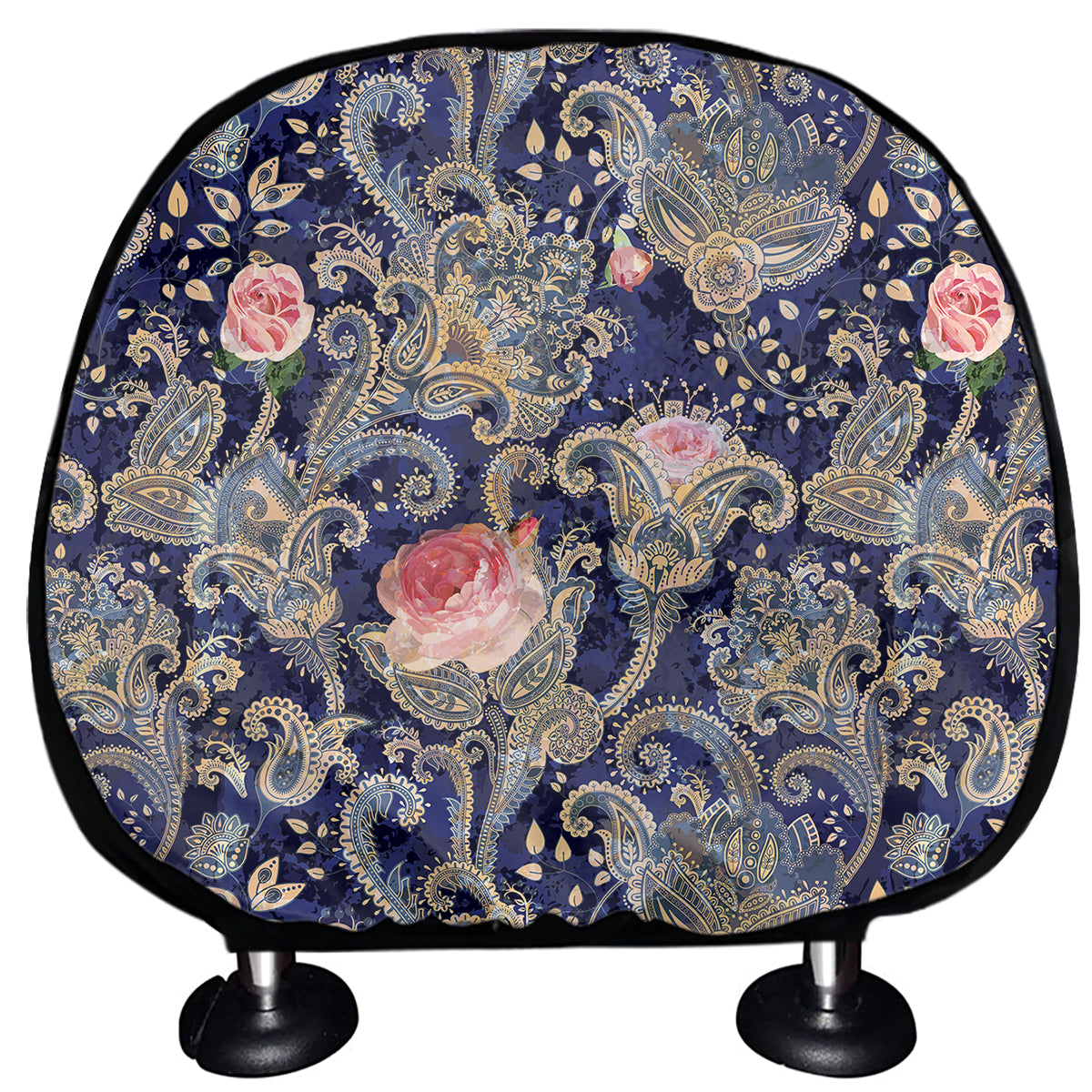 Indian Rose Paisley Pattern Print Car Headrest Covers