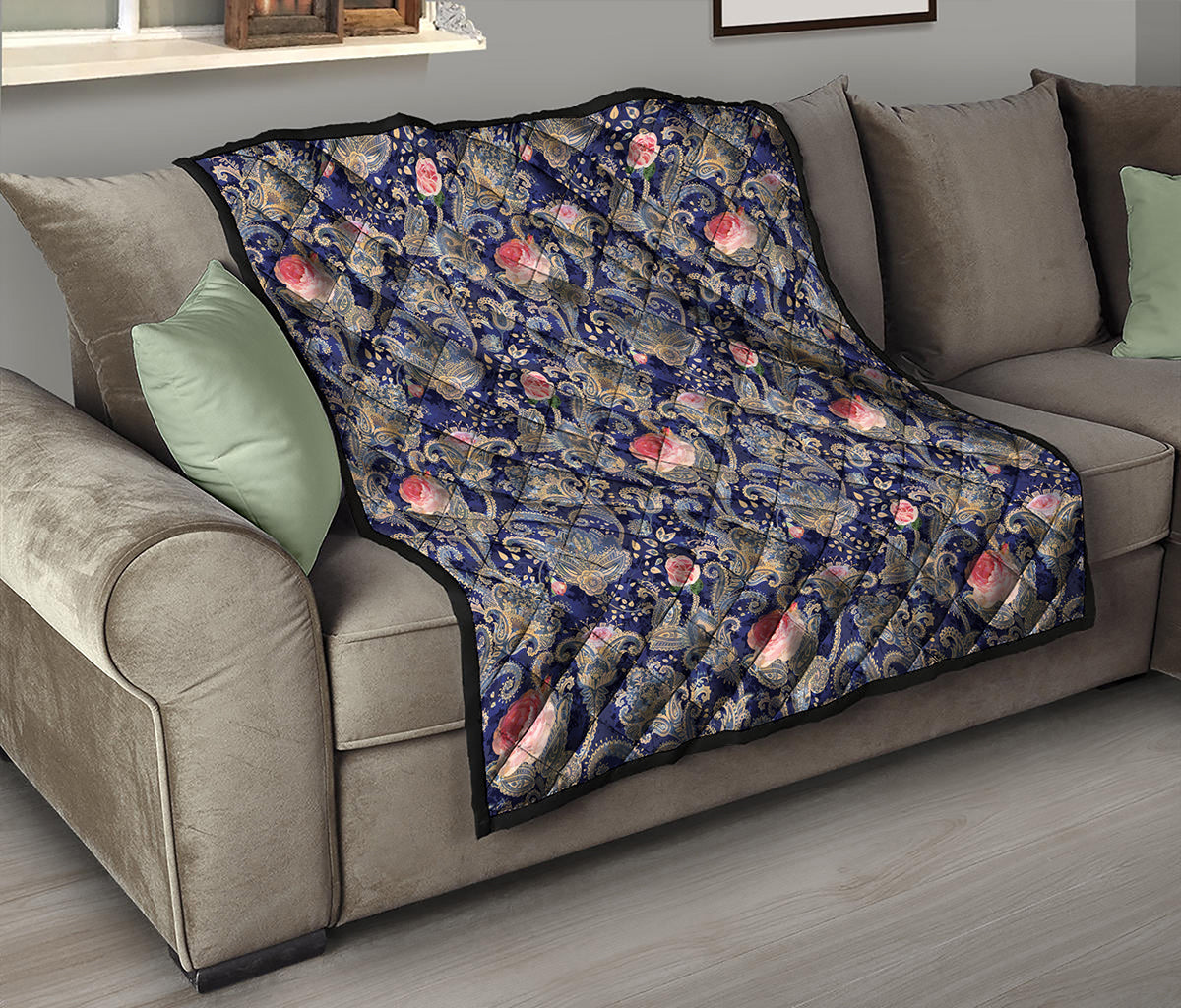 Indian Rose Paisley Pattern Print Quilt