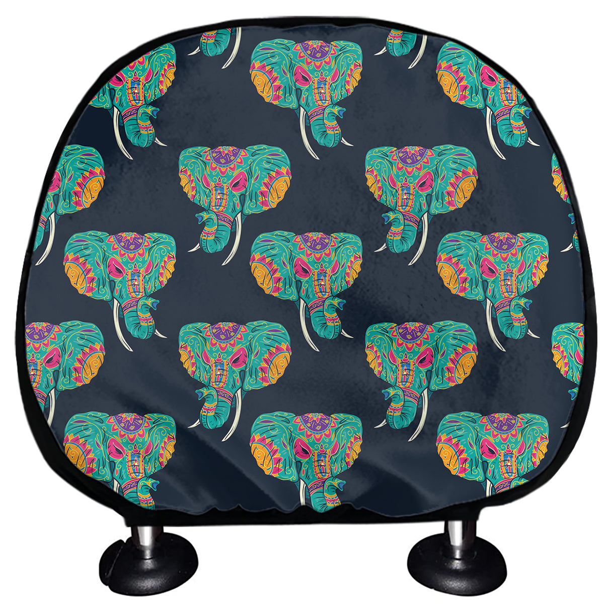 Indian Tribal Elephant Pattern Print Car Headrest Covers