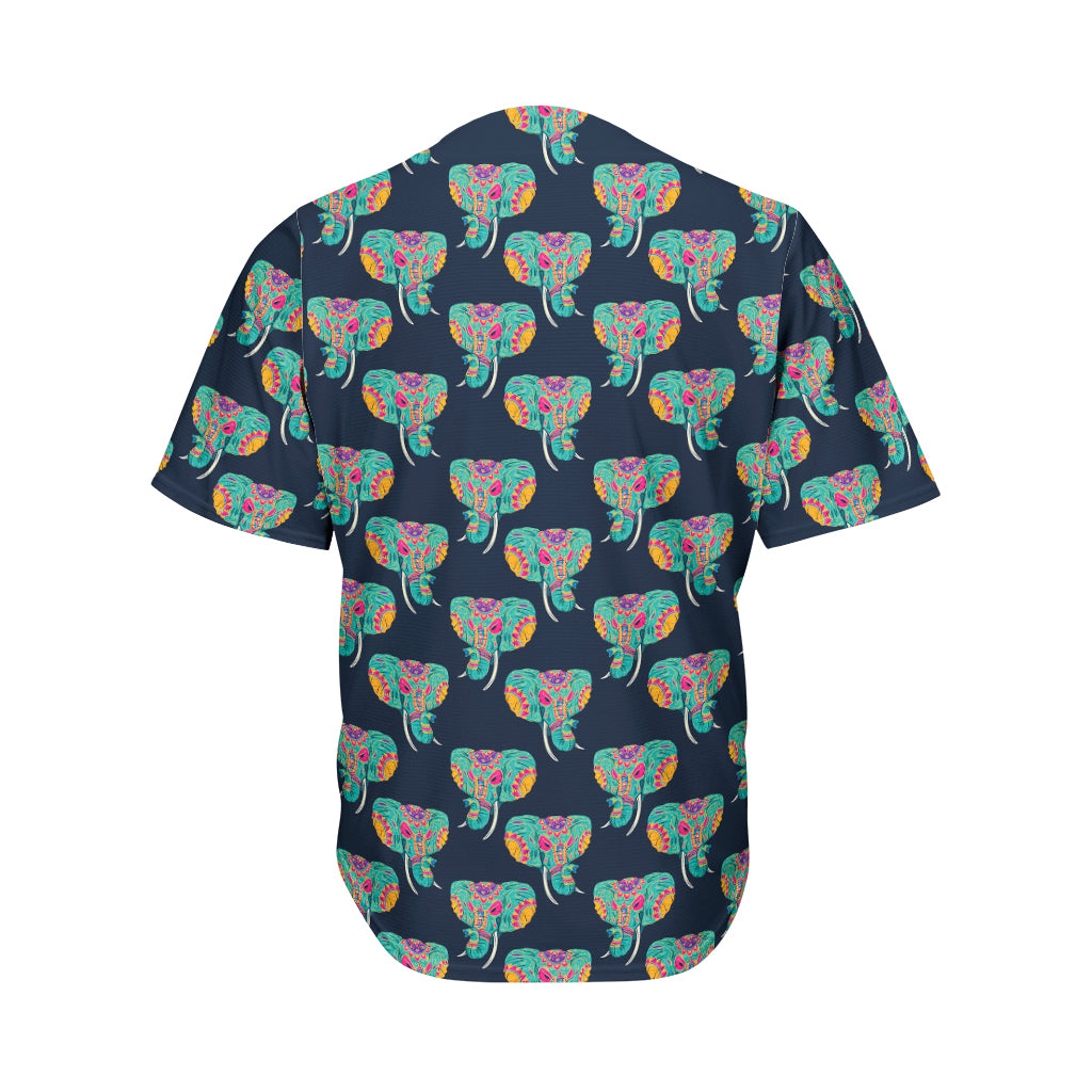 Indian Tribal Elephant Pattern Print Men's Baseball Jersey