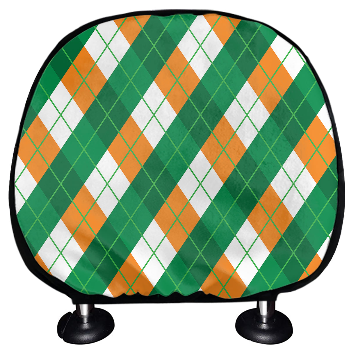 Irish Argyle Pattern Print Car Headrest Covers
