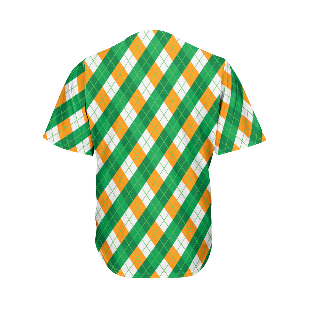 Irish Argyle Pattern Print Men's Baseball Jersey