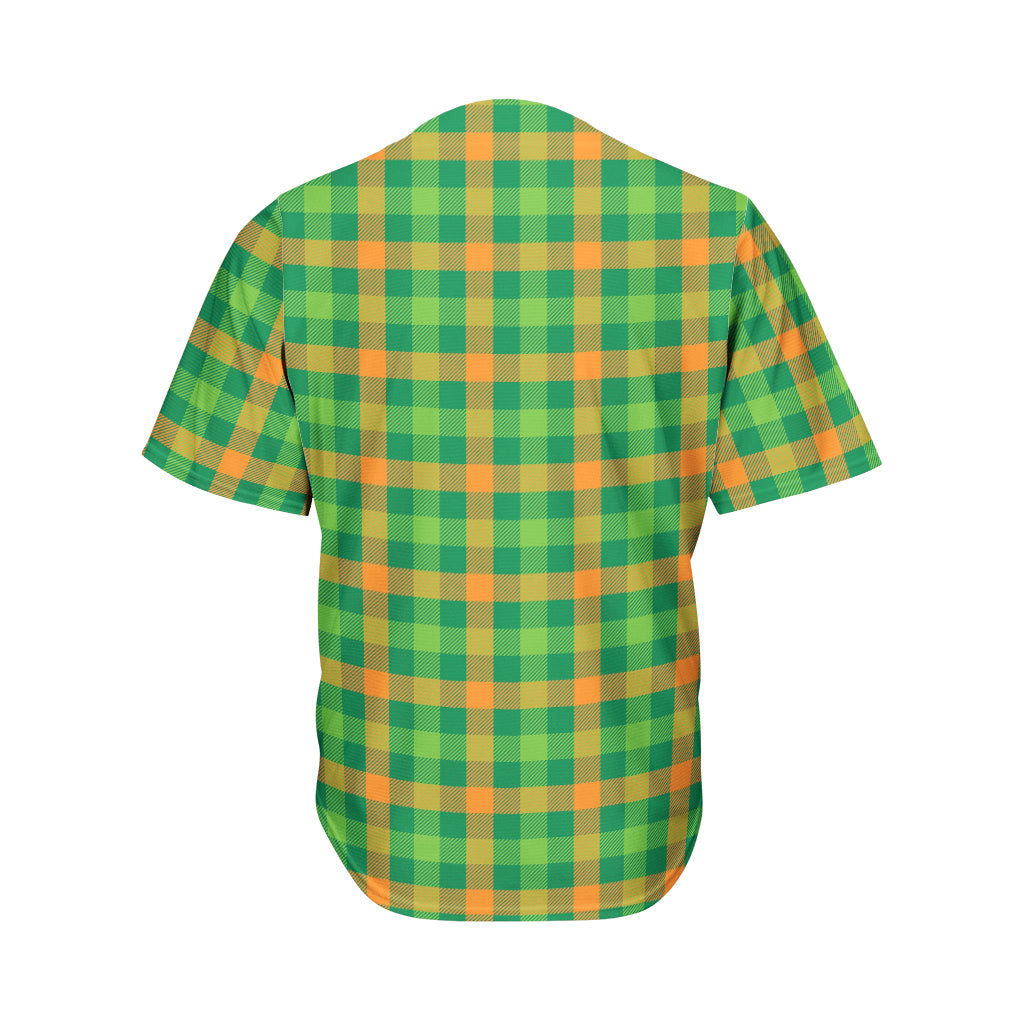 Irish Buffalo Check Pattern Print Men's Baseball Jersey