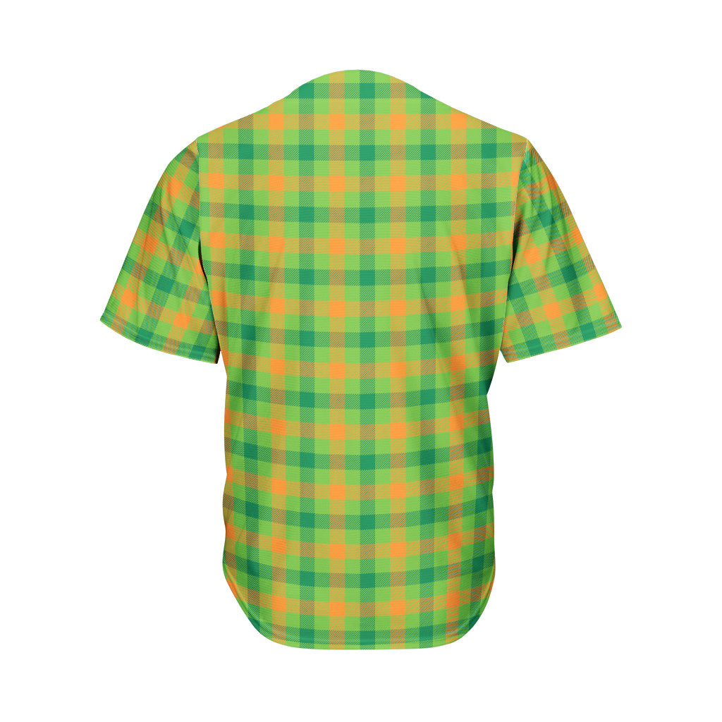 Irish Buffalo Plaid Pattern Print Men's Baseball Jersey