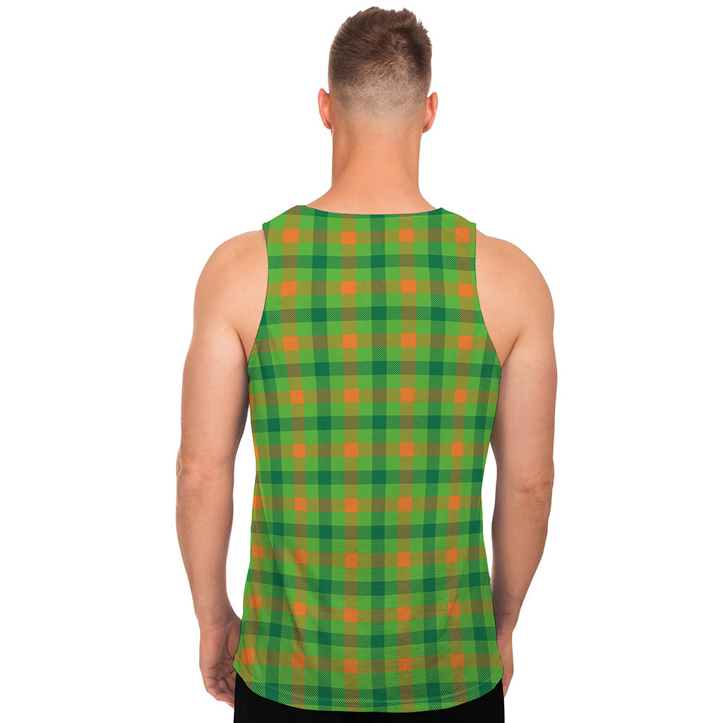 Irish Buffalo Plaid Pattern Print Men's Tank Top