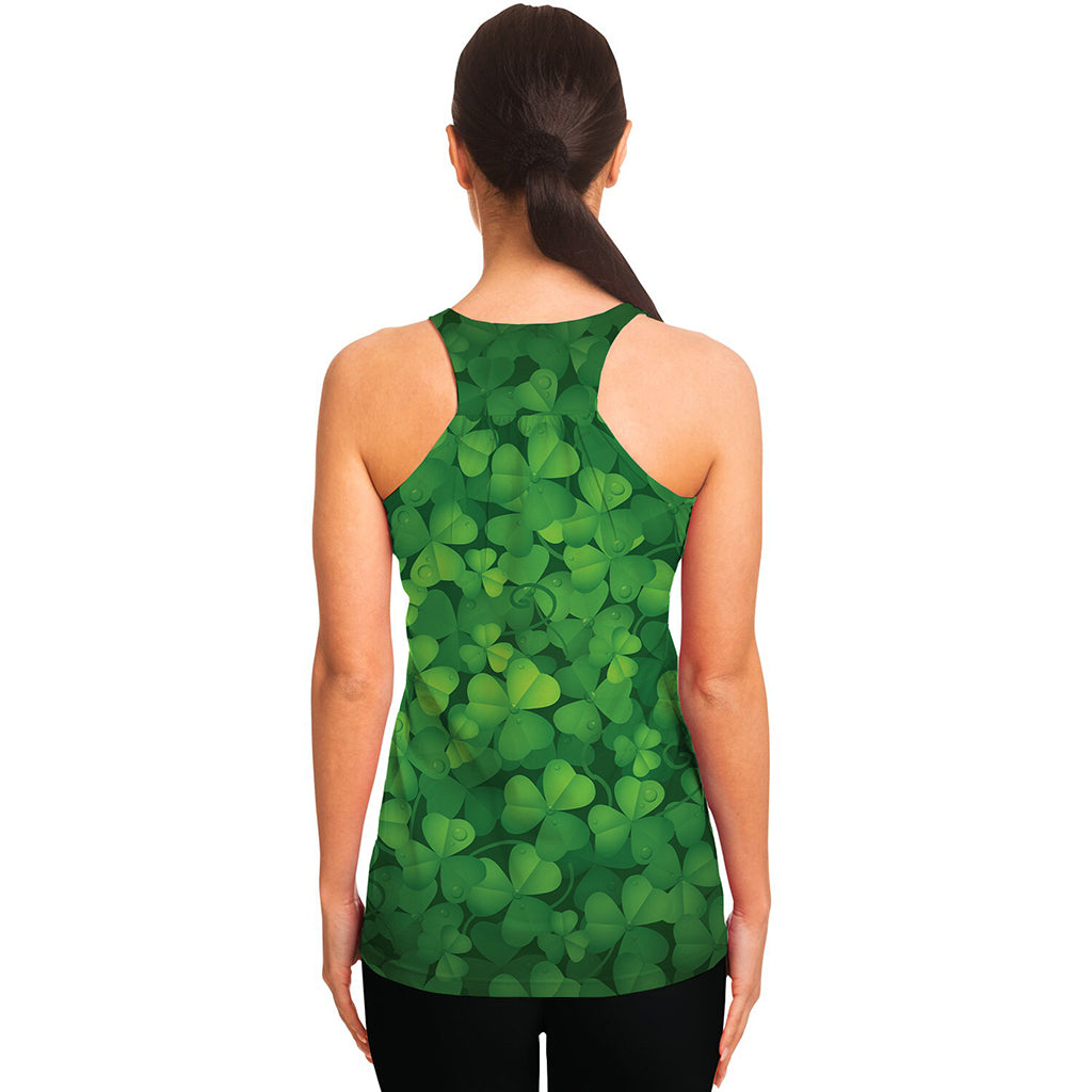 Irish Clover St. Patrick's Day Print Women's Racerback Tank Top