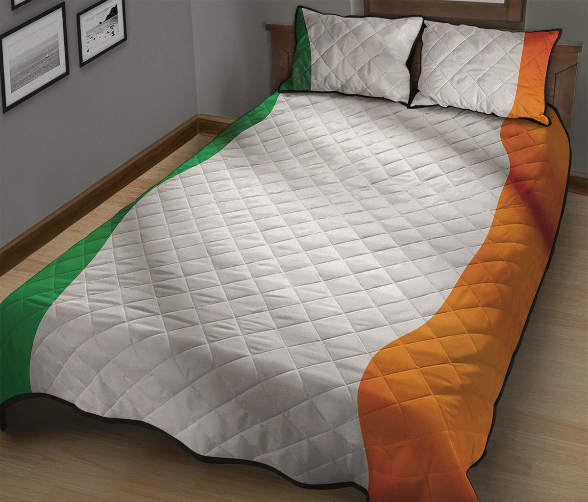 Irish Flag Print Quilt Bed Set