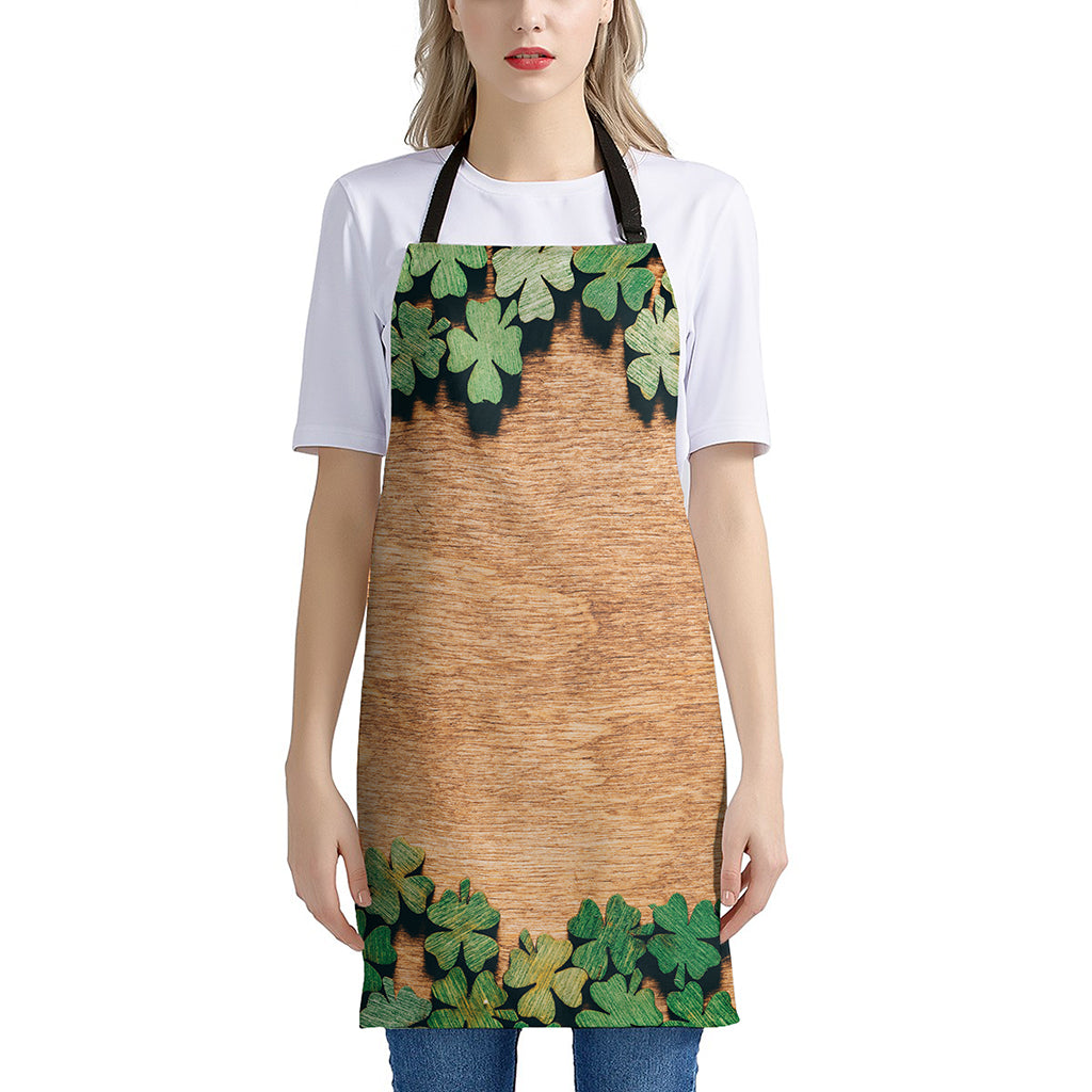 Irish Four Leaf Clovers Wood Print Apron