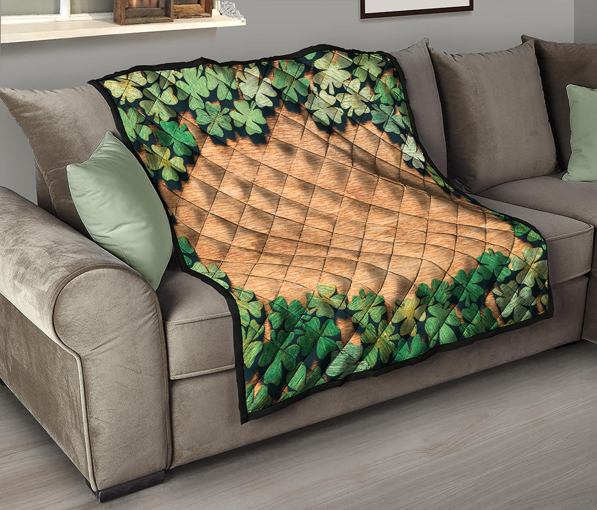 Irish Four Leaf Clovers Wood Print Quilt