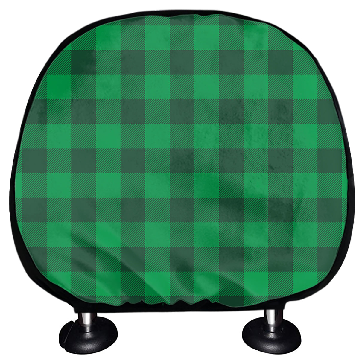 Irish Green Buffalo Check Pattern Print Car Headrest Covers