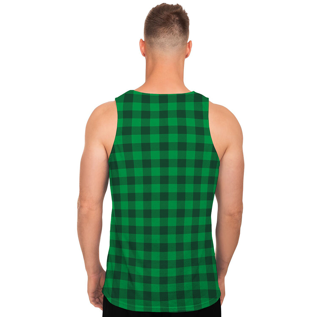 Irish Green Buffalo Check Pattern Print Men's Tank Top