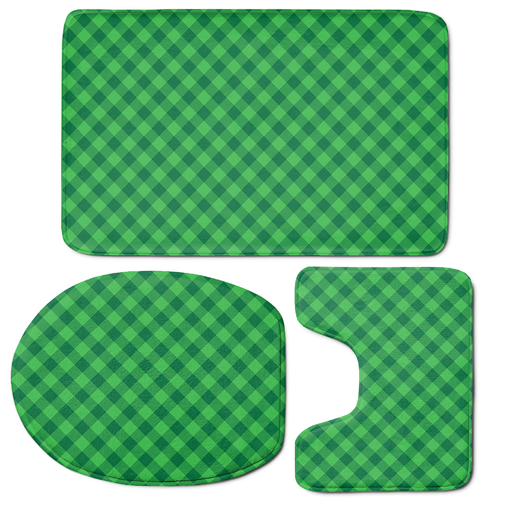 Irish Green Buffalo Plaid Print 3 Piece Bath Mat Set