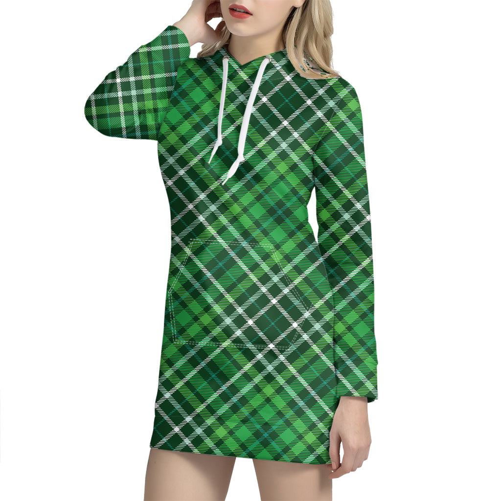 Irish Plaid Pattern Print Hoodie Dress