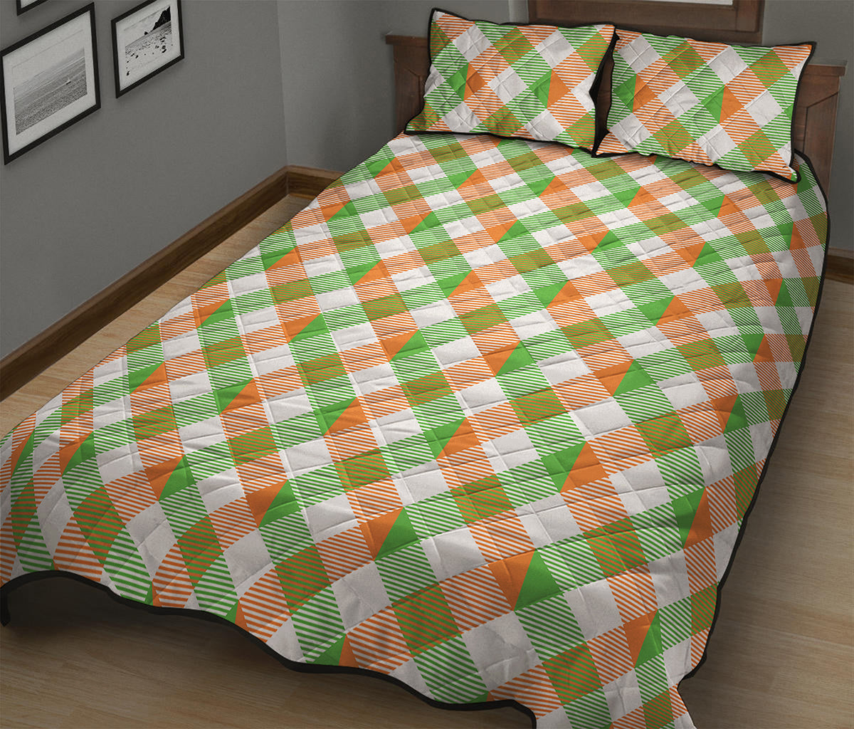 Irish Plaid Saint Patrick's Day Print Quilt Bed Set