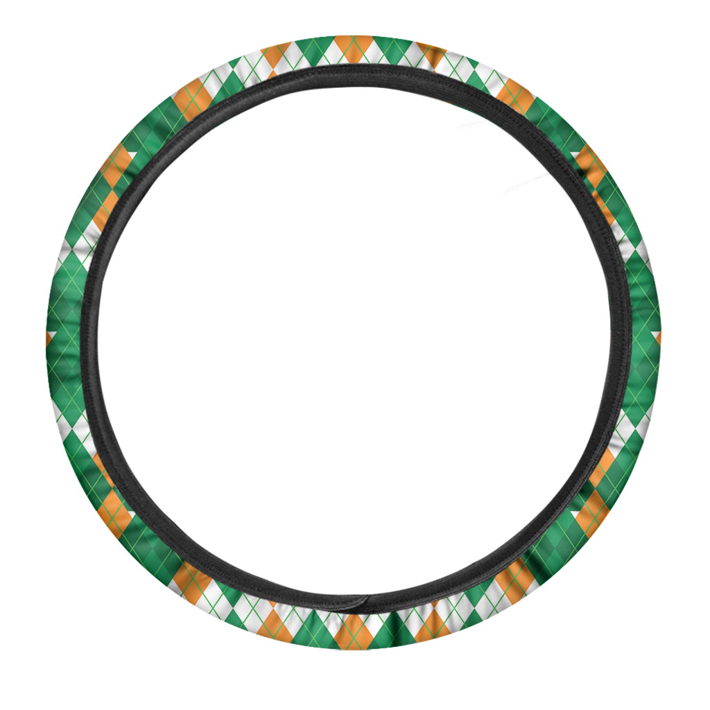 Irish Themed Argyle Pattern Print Car Steering Wheel Cover