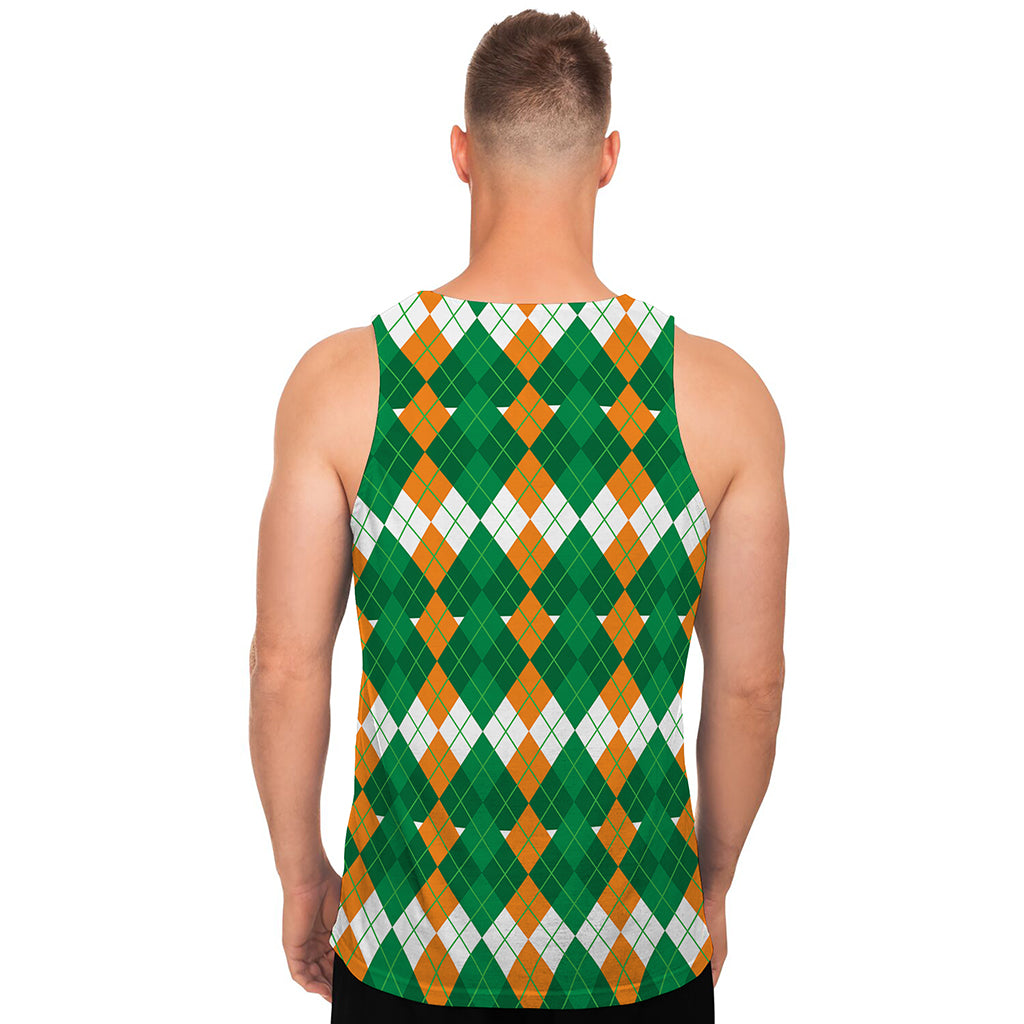Irish Themed Argyle Pattern Print Men's Tank Top