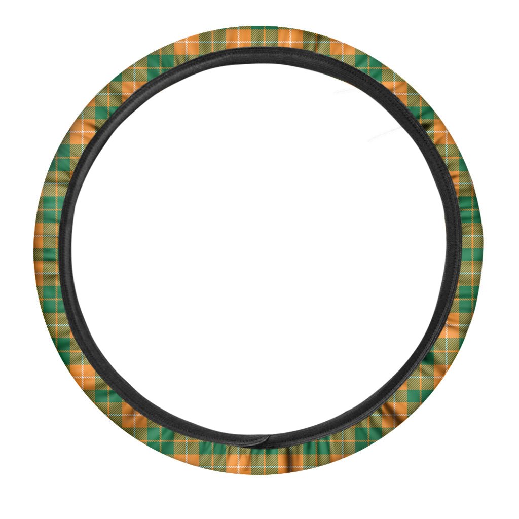 Irish Themed Plaid Pattern Print Car Steering Wheel Cover