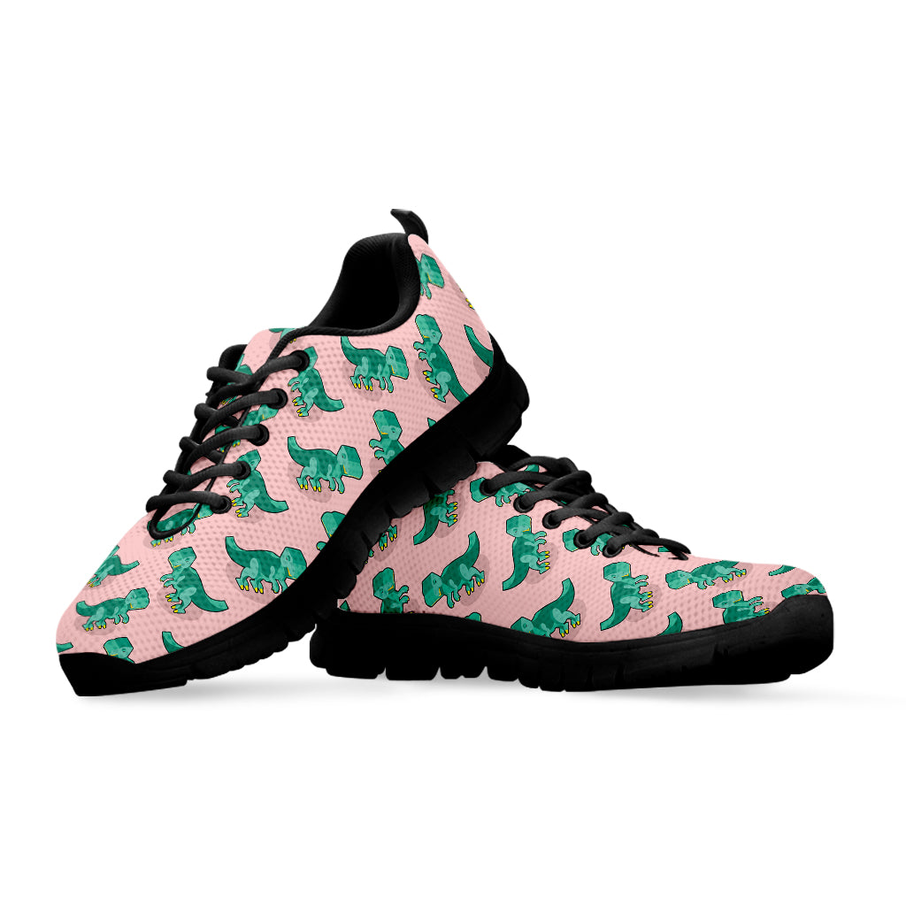 Isometric Tyrannosaurus Pattern Print Black Sneakers