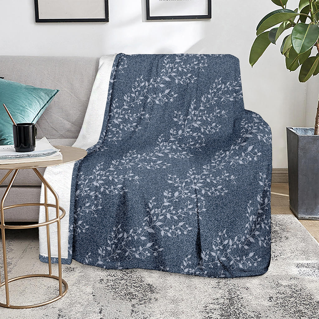 Ivy Flower Denim Jeans Pattern Print Blanket