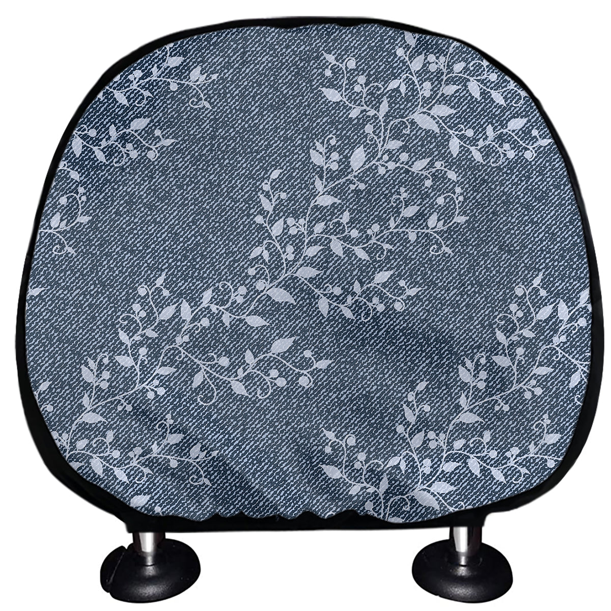 Ivy Flower Denim Jeans Pattern Print Car Headrest Covers