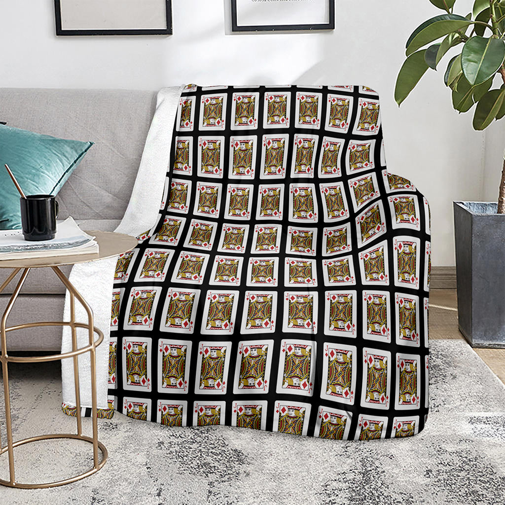Jack Of Diamonds Playing Card Pattern Print Blanket