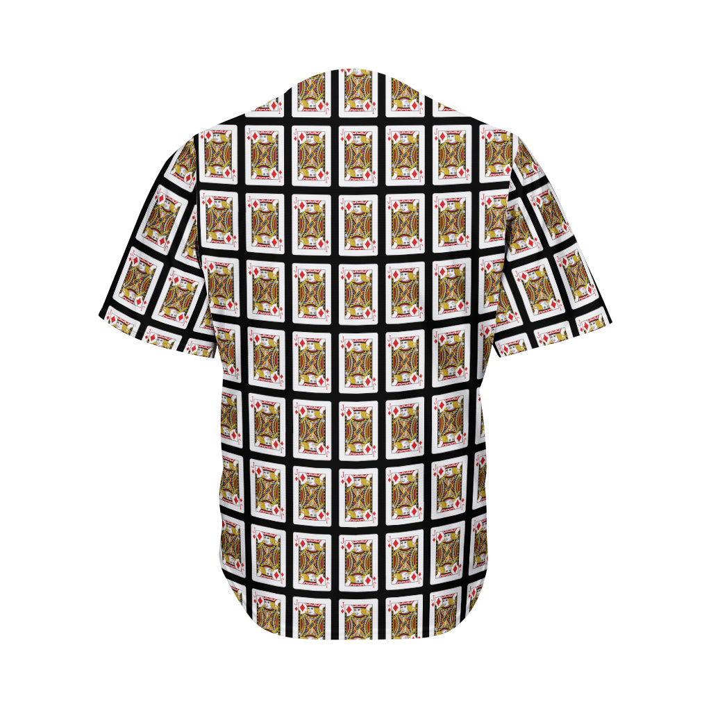 Jack Of Diamonds Playing Card Pattern Print Men's Baseball Jersey