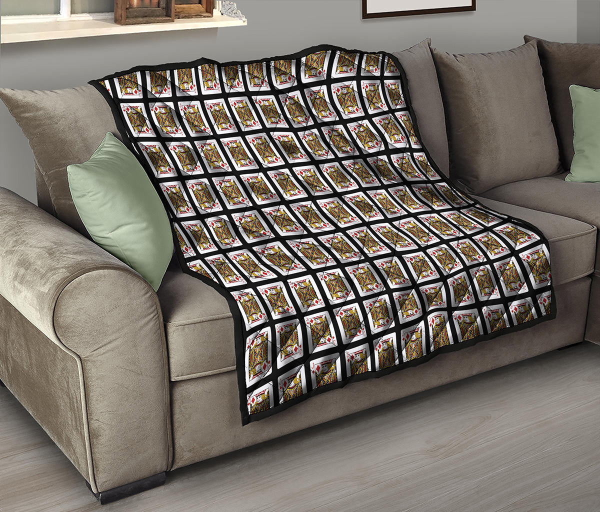 Jack Of Diamonds Playing Card Pattern Print Quilt