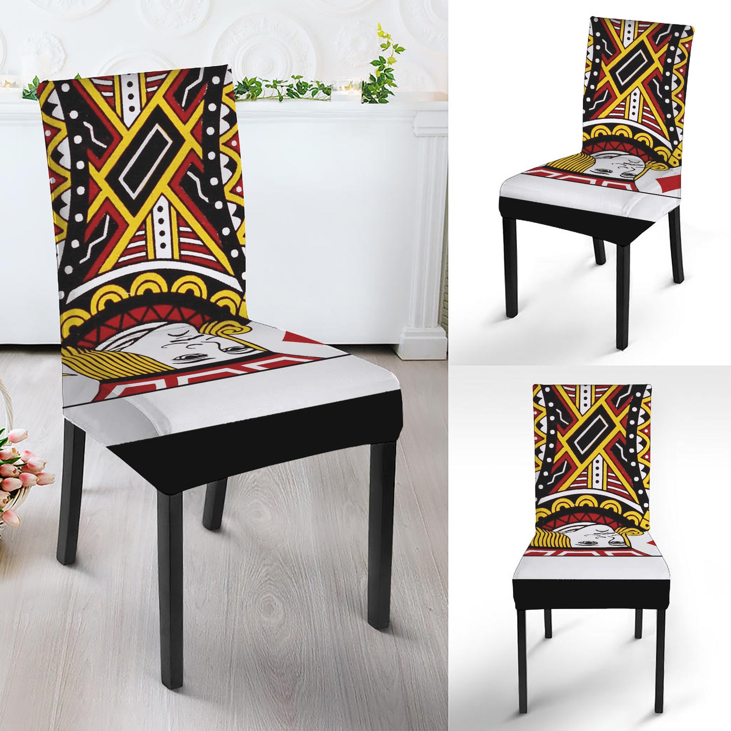 Jack Of Diamonds Playing Card Print Dining Chair Slipcover