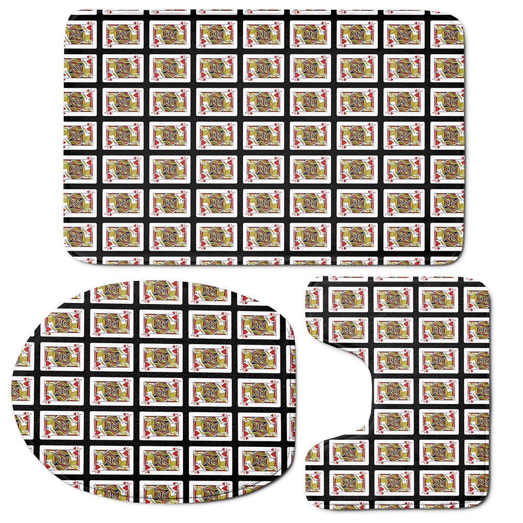 Jack Of Hearts Playing Card Pattern Print 3 Piece Bath Mat Set