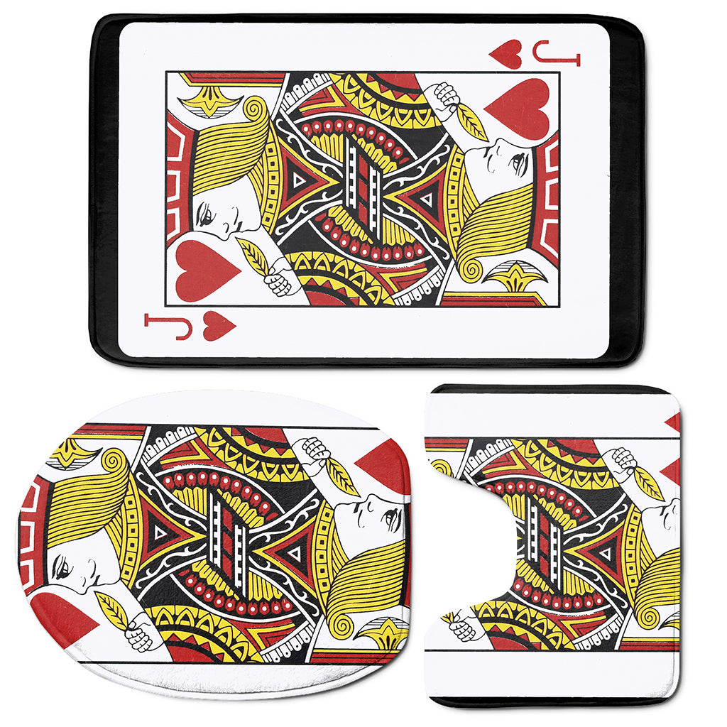 Jack Of Hearts Playing Card Print 3 Piece Bath Mat Set